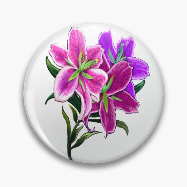 Item preview, Flowers of spring Lily Lilly flower painting - Stargazer oriental tiger lily bouquet of bloom with green leaves and stem Botanical Garden Gardener Gardening Lillies designed and sold by Artonmytee.