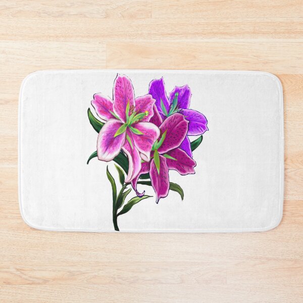 Item preview, Flowers of spring Lily Lilly flower painting - Stargazer oriental tiger lily bouquet of bloom with green leaves and stem Botanical Garden Gardener Gardening Lillies designed and sold by Artonmytee.