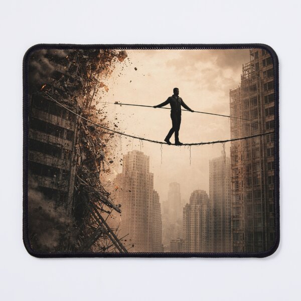 Item preview, Tightrope Walker Between Collapsing Skyscrapers designed and sold by Beaurozier.