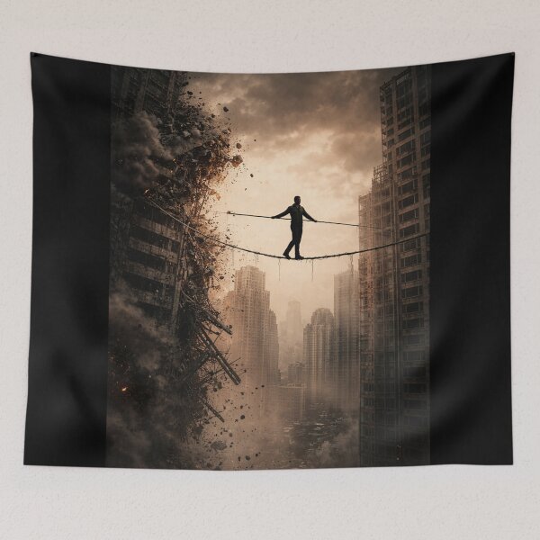 Item preview, Tightrope Walker Between Collapsing Skyscrapers designed and sold by Beaurozier.