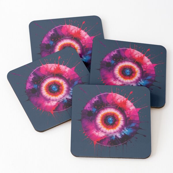 Item preview, Psychedelic Cosmic Eye - Surreal Vinyl Record Paint Splatter Art designed and sold by FeverFields.