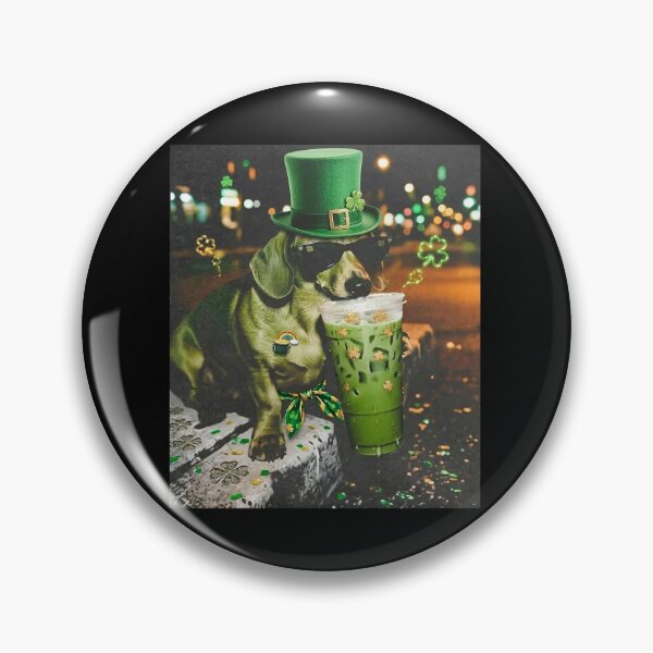 Item preview, St Patricks Day Dachshund Leprechuan Drinking Matcha designed and sold by DeionGoldner.