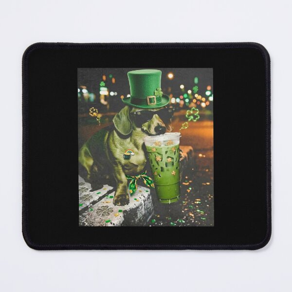 Item preview, St Patricks Day Dachshund Leprechuan Drinking Matcha designed and sold by DeionGoldner.