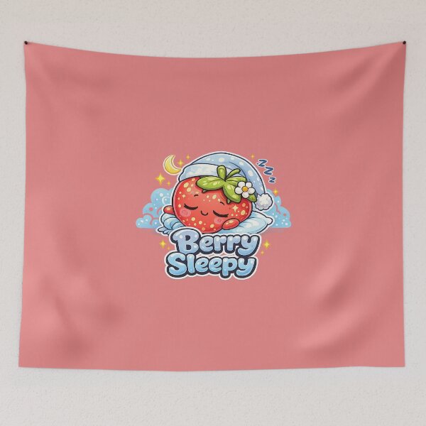 Item preview, Berry Sleepy – Kawaii Strawberry Asleep Under the Moon | Cute Character designed and sold by apanoracar.