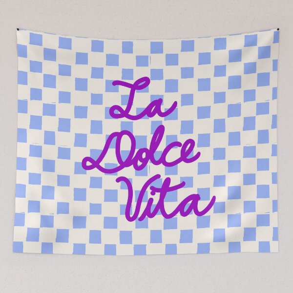 Item preview, La Dolce Vita Sweet Life Italian Quote Blue Checkered Minimalist designed and sold by MaiZephyr.