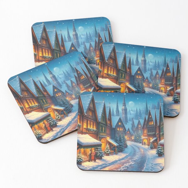 Item preview, Cozy Snowy Christmas Village Night designed and sold by AnonArts097.