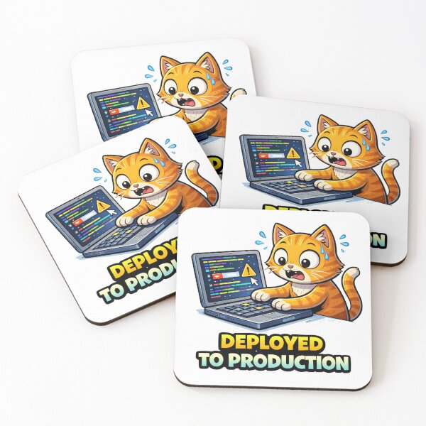 Item preview, Deployed To Production Nervous Developer Cat designed and sold by the-dovlat.