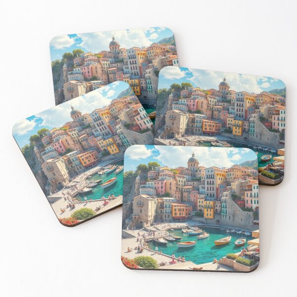 Item preview, Colourful Mediterranean Coastal Village designed and sold by AnonArts097.