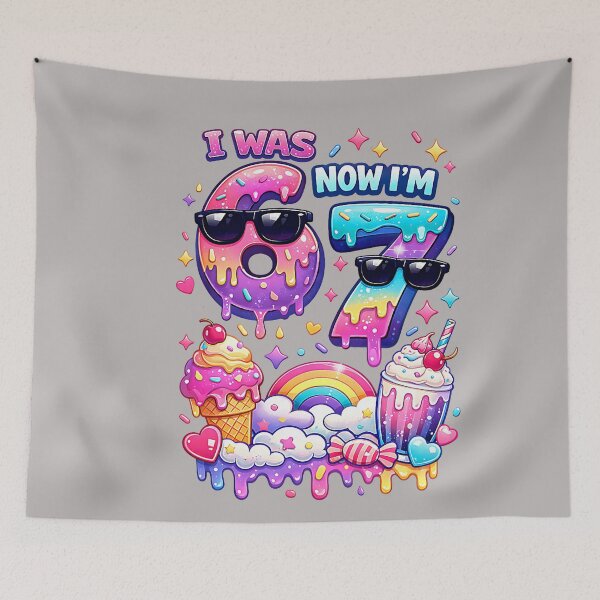 Item preview, I was 6 Now I'm 7 Ice Cream Dripping 67 Meme Kids Birthday designed and sold by GreggRoss.