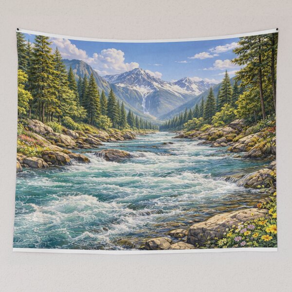 Item preview, Mountain River, Rapids Wilderness Nature Art designed and sold by Myra365Art.