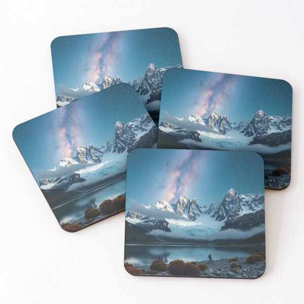 Item preview, Milky Way Galaxy Over Snowy Mountain Peak designed and sold by Jade Ado.