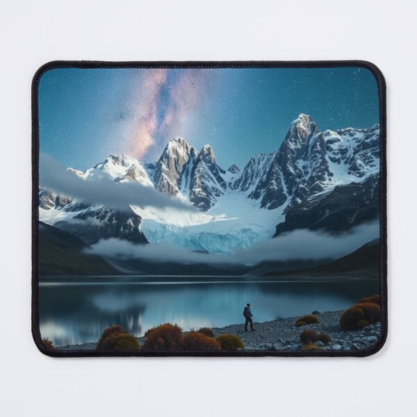 Item preview, Milky Way Galaxy Over Snowy Mountain Peak designed and sold by Vida e Arte.