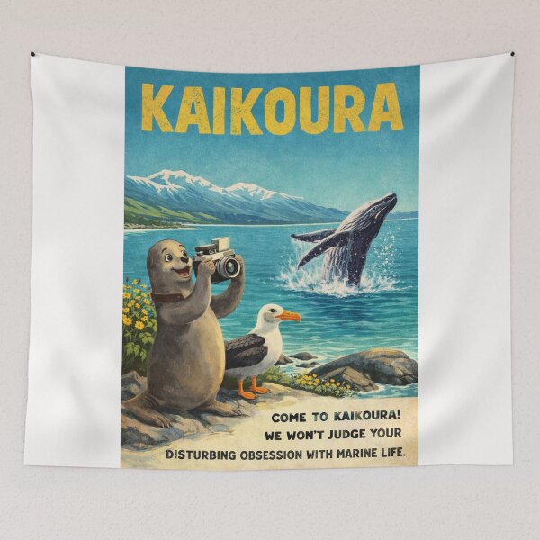 Item preview, Kaikoura New Zealand Pacific Ocean Coast Beneath the Kaikoura Ranges with Kaikoura Peninsula Marine Wildlife designed and sold by Places On Earth.