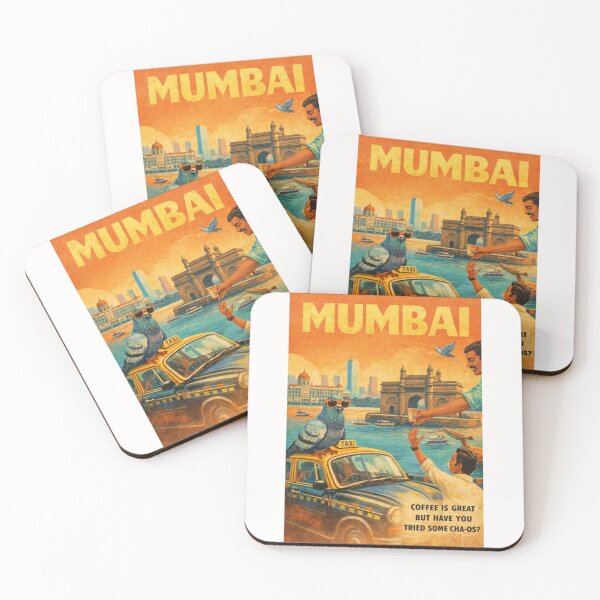 Item preview, Mumbai India Gateway of India Taxi and Pigeon Retro Travel Poster with Taj Mahal Palace and Arabian Sea designed and sold by Places On Earth.