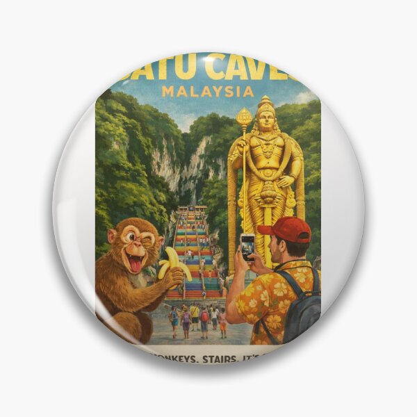 Item preview, Batu Caves Malaysia Rainbow Stairs and Lord Murugan Statue Monkey Banana Travel designed and sold by Places On Earth.
