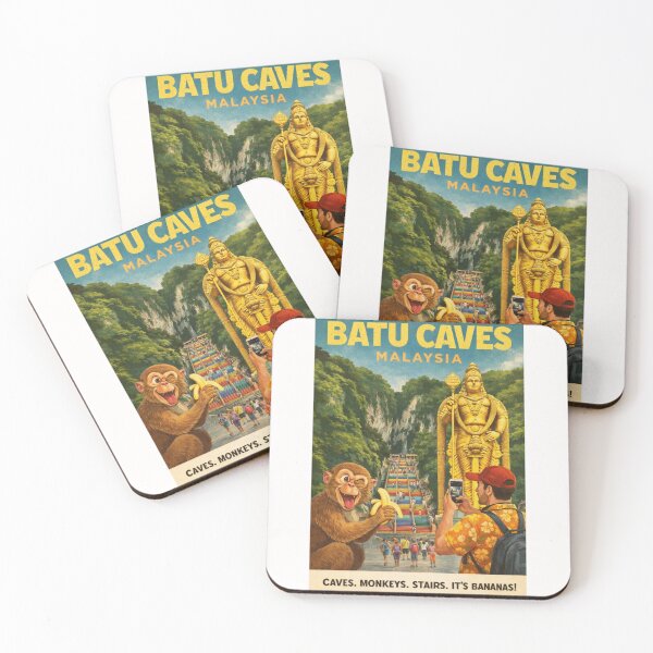 Item preview, Batu Caves Malaysia Rainbow Stairs and Lord Murugan Statue Monkey Banana Travel designed and sold by Places On Earth.