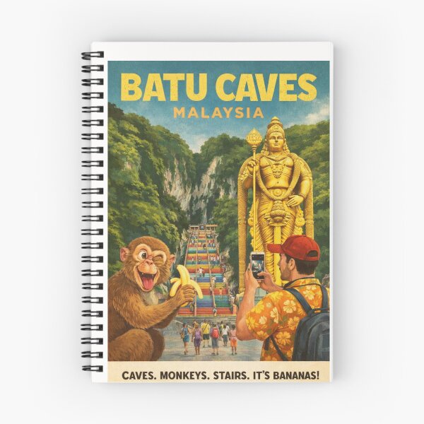 Item preview, Batu Caves Malaysia Rainbow Stairs and Lord Murugan Statue Monkey Banana Travel designed and sold by Places On Earth.