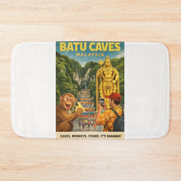 Item preview, Batu Caves Malaysia Rainbow Stairs and Lord Murugan Statue Monkey Banana Travel designed and sold by Places On Earth.