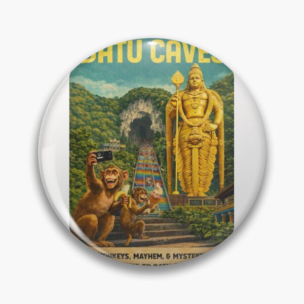 Item preview, Batu Caves Malaysia Selfie Monkeys at Lord Murugan Statue Rainbow Stairs Travel  designed and sold by Places On Earth.