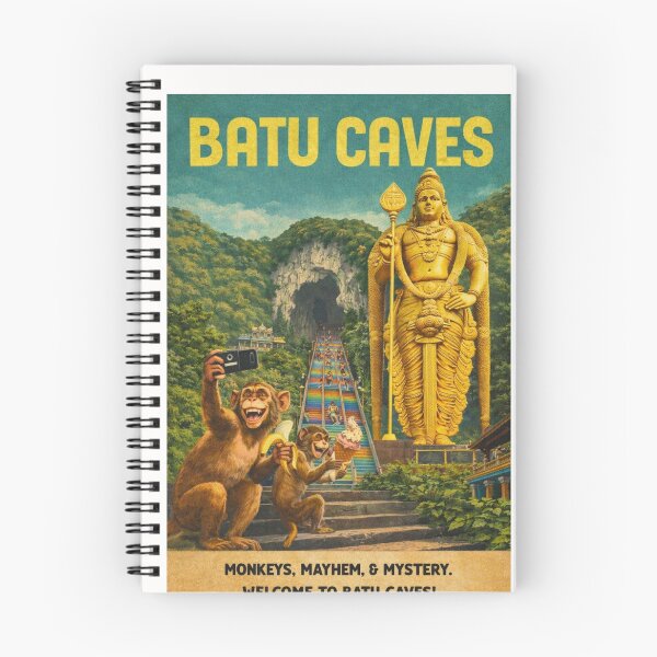 Item preview, Batu Caves Malaysia Selfie Monkeys at Lord Murugan Statue Rainbow Stairs Travel  designed and sold by Places On Earth.