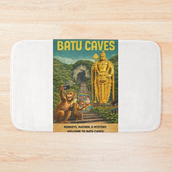 Item preview, Batu Caves Malaysia Selfie Monkeys at Lord Murugan Statue Rainbow Stairs Travel  designed and sold by Places On Earth.