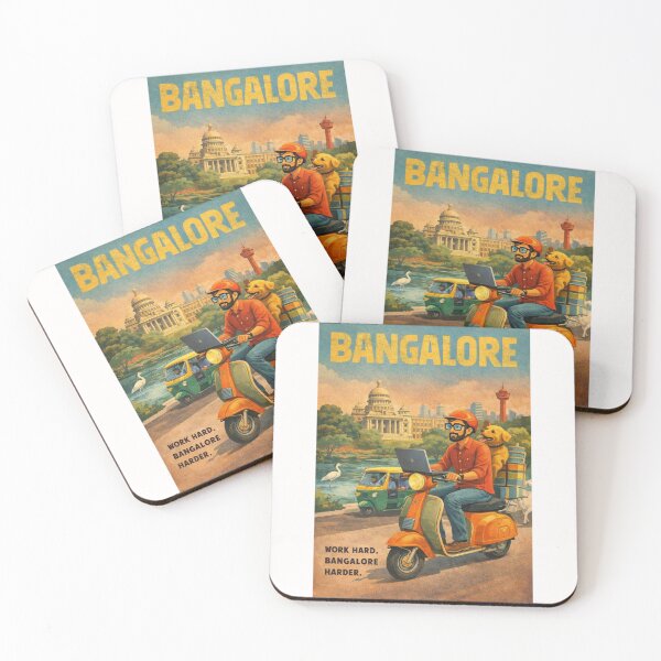 Item preview, Bangalore India Digital Nomad Scooter Scene with Vidhana Soudha and Bengaluru Tech City Skyline designed and sold by Places On Earth.