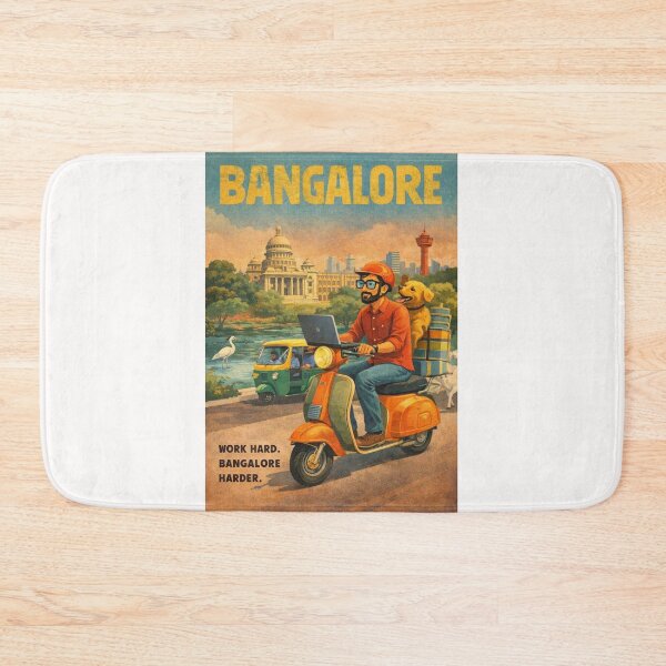 Item preview, Bangalore India Digital Nomad Scooter Scene with Vidhana Soudha and Bengaluru Tech City Skyline designed and sold by Places On Earth.