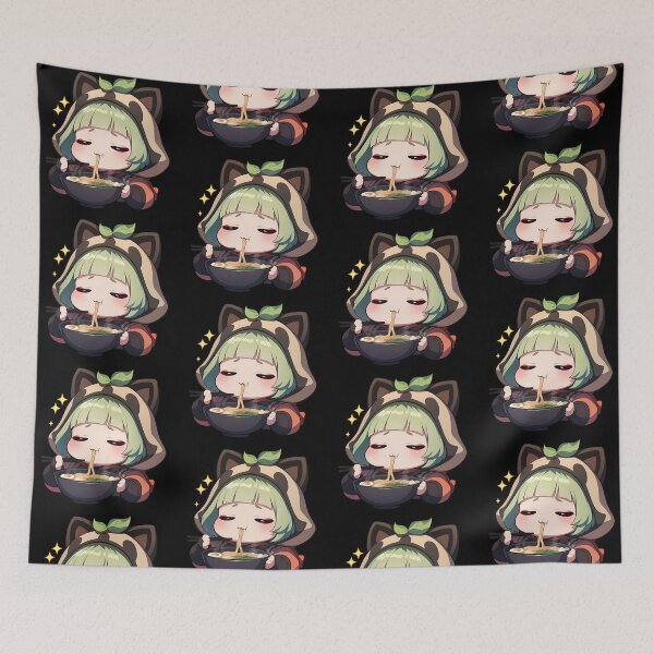 Item preview, Sayu Genshin Impact Sleepy Kawaii Ramen Chibi Noodle Slurp designed and sold by mildaclairmo.