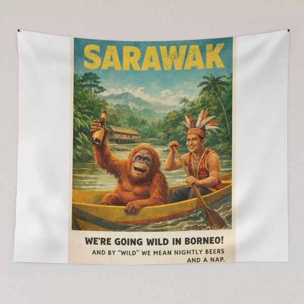 Item preview, Sarawak Borneo River Canoe with Orangutan and Dayak Culture Jungle Travel designed and sold by Places On Earth.