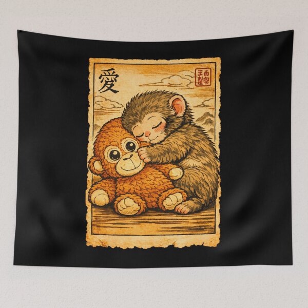 Item preview, Monkey Team Punch Meme Japanese Ukiyo-e Retro designed and sold by tigersLove.