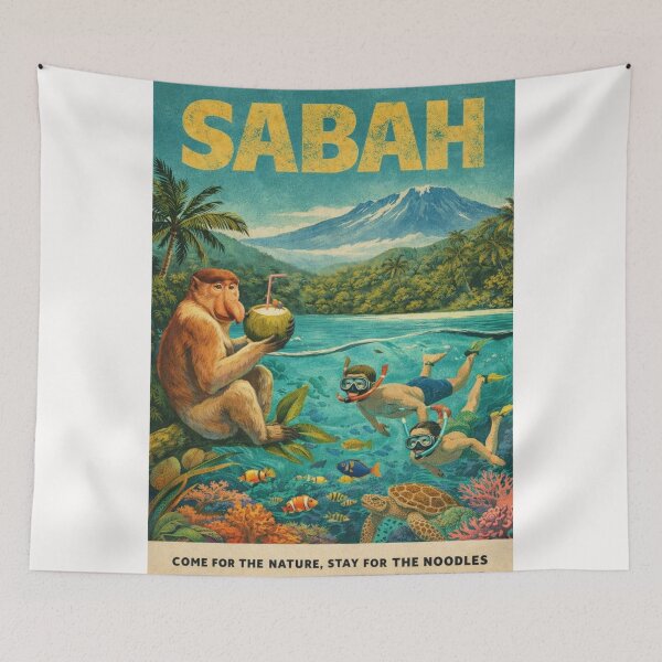 Item preview, Sabah Borneo Snorkeling Adventure with Coral Reef Sea Turtle and Tropical Island Landscape designed and sold by Places On Earth.