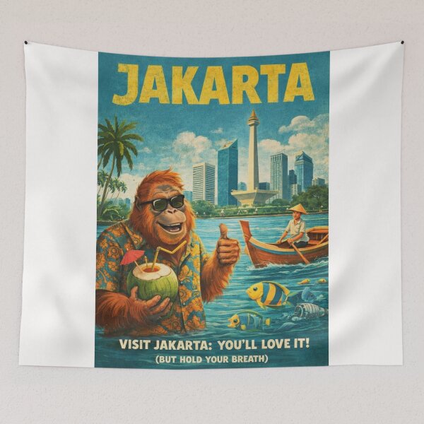 Item preview, Jakarta Indonesia National Monument Monas Skyline and Jakarta Bay Waterfront Scene with Kepulauan Seribu and Java Sea designed and sold by Places On Earth.