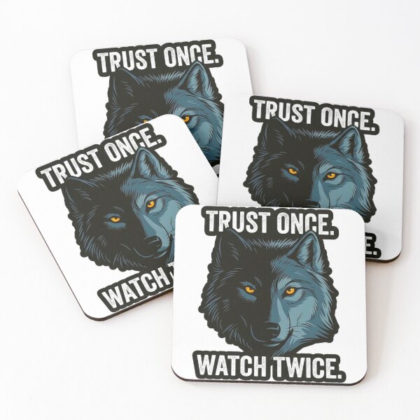 Item preview, Trust Once Watch Twice Wolf Quote - Bold Alpha Wolf Eyes Illustration designed and sold by MT-Hub | Cute Aesthetic Art, Stickers & Phone Cases.