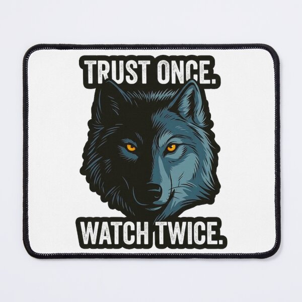 Item preview, Trust Once Watch Twice Wolf Quote - Bold Alpha Wolf Eyes Illustration designed and sold by MT-Hub | Cute Aesthetic Art, Stickers & Phone Cases.