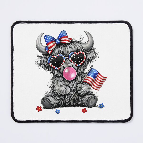 Item preview, Highland Cow 4th July Bow designed and sold by Lakatosarpad.