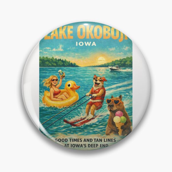 Item preview, Lake Okoboji Iowa West Okoboji Lake Summer Watersports Scene with Arnolds Park and Iowa Great Lakes designed and sold by Places On Earth.