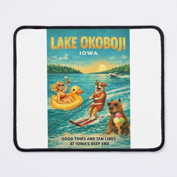 Item preview, Lake Okoboji Iowa West Okoboji Lake Summer Watersports Scene with Arnolds Park and Iowa Great Lakes designed and sold by Places On Earth.
