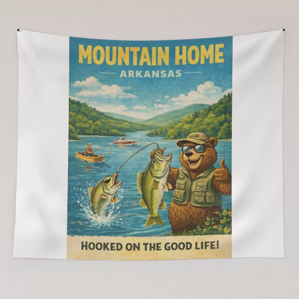 Item preview, Mountain Home Arkansas Lake Norfork and Bull Shoals Lake Fishing Landscape in the Ozark Mountains designed and sold by Places On Earth.