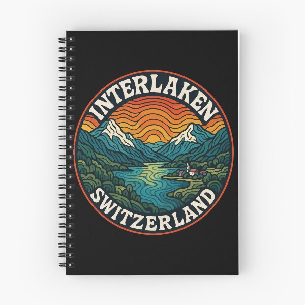 Item preview, Interlaken City Switzerland Landscape Retro Trippy Travel designed and sold by TomFrontierArt.