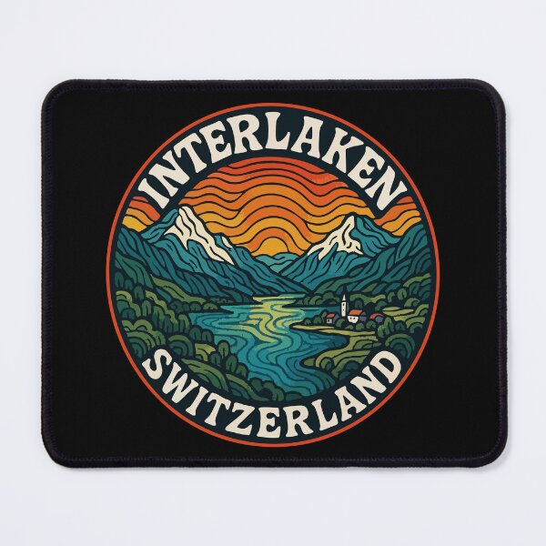 Item preview, Interlaken City Switzerland Landscape Retro Trippy Travel designed and sold by TomFrontierArt.