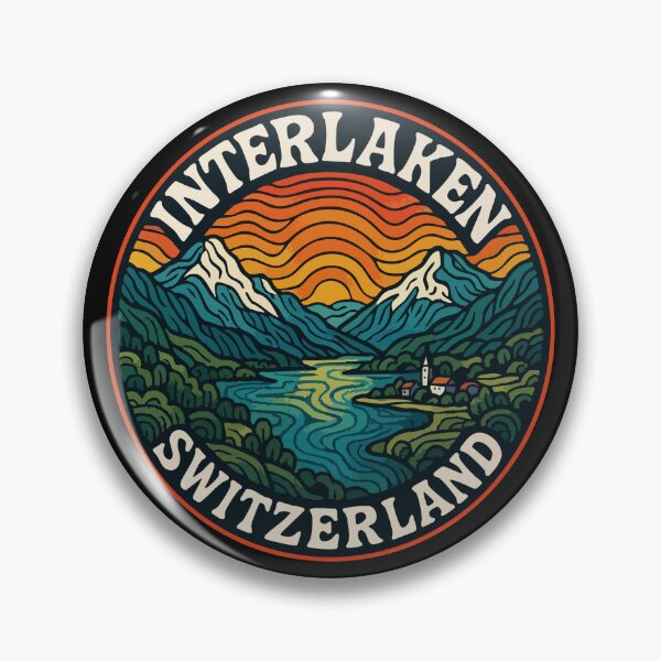 Item preview, Interlaken City Switzerland Landscape Retro Trippy Travel designed and sold by TomFrontierArt.