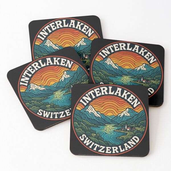 Item preview, Interlaken City Switzerland Landscape Retro Trippy Travel designed and sold by TomFrontierArt.