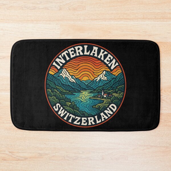 Item preview, Interlaken City Switzerland Landscape Retro Trippy Travel designed and sold by TomFrontierArt.