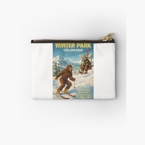 Item preview, Winter Park Colorado Rocky Mountains Ski Slopes with Bigfoot on Skis and Moose Riding Chairlift at Winter Park Resort designed and sold by Places On Earth.