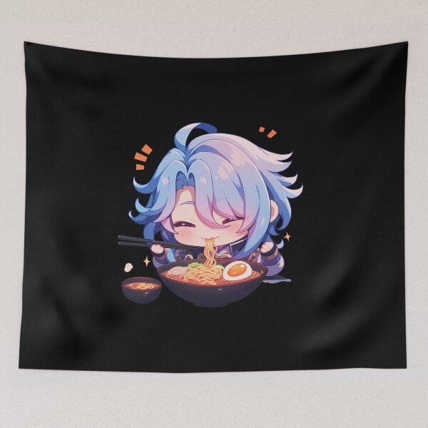 Item preview, Kamisato Ayato Genshin Impact Chibi Kawaii Ramen Noodles Calm Feast designed and sold by mildaclairmo.