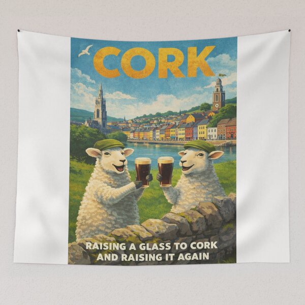 Item preview, Cork Ireland River Lee Waterfront and Colorful Cork City Skyline with St Anne Shandon and St Fin Barre Cathedral designed and sold by Places On Earth.