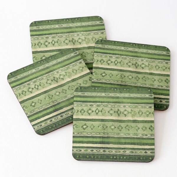Item preview, Moroccan Handmade Carpet with Green Striped Pattern designed and sold by GrinGalore.