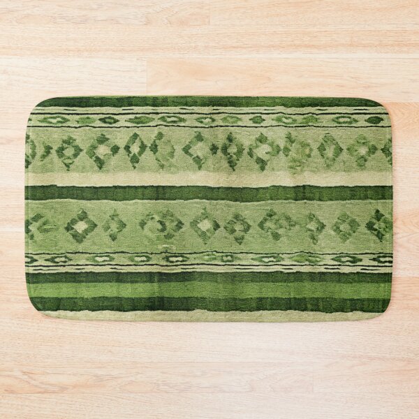 Item preview, Moroccan Handmade Carpet with Green Striped Pattern designed and sold by GrinGalore.