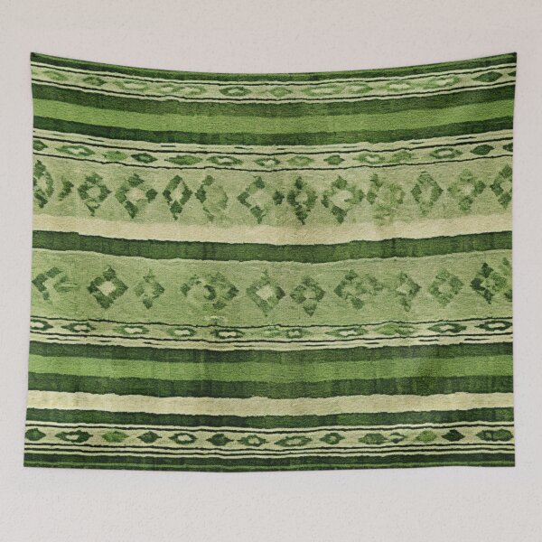 Item preview, Moroccan Handmade Carpet with Green Striped Pattern designed and sold by GrinGalore.