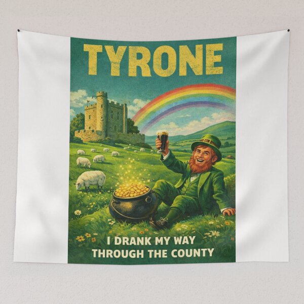 Item preview, Tyrone Northern Ireland Green Countryside with Historic Castle and Rainbow across the Hills of County Tyrone designed and sold by Places On Earth.